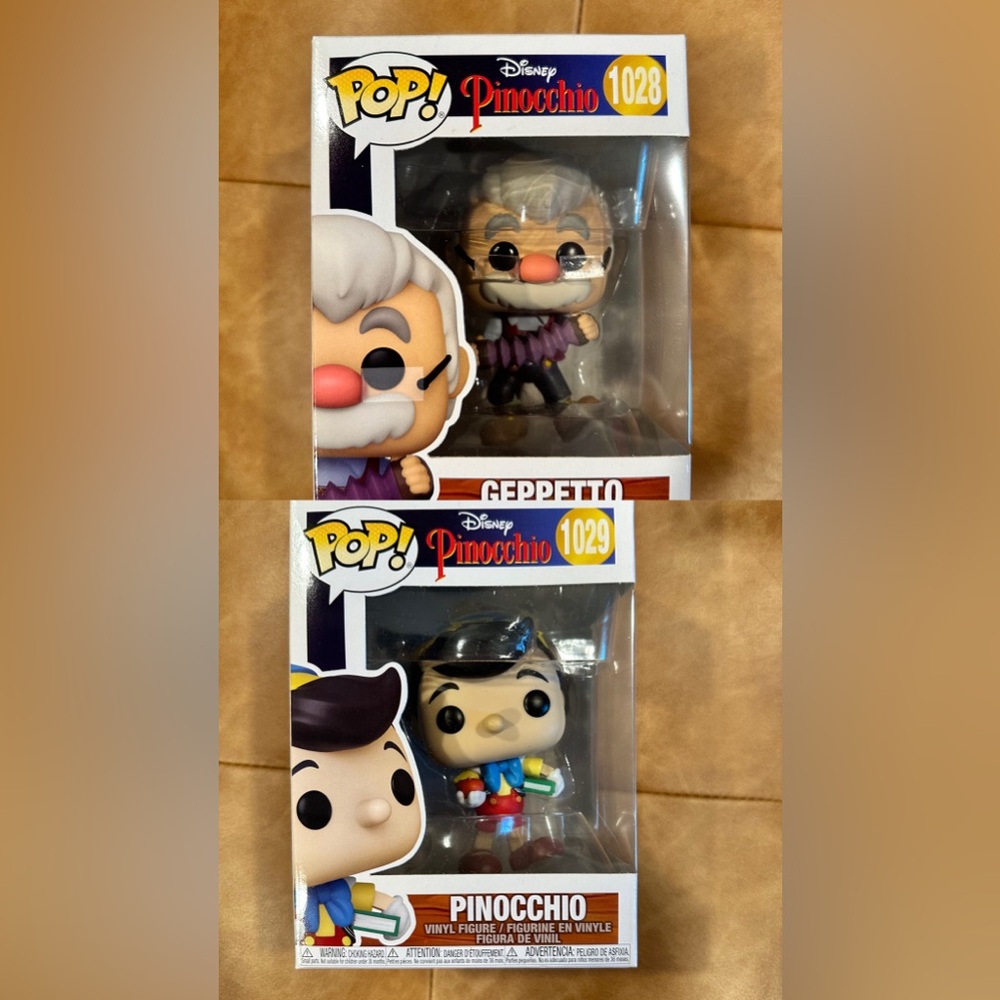 Pinocchio and Geppetto Funko Pop bundle from the Disney movie “Pinocchio”